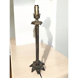 Hollywood Regency Silver Metal Candle Stick Lamp 16"